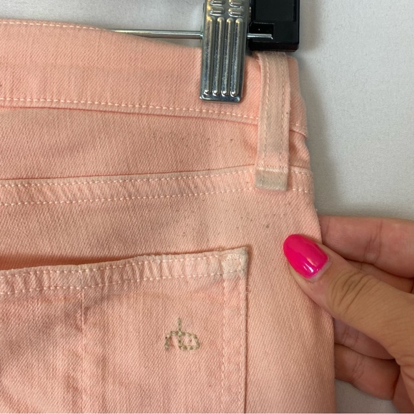 Rag & Bone Mid Rise Distressed Skinny Jeans in Washed Baby Pink Size 26 - Picture 9 of 16